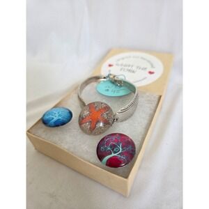 Handcrafted Upcycled Silver Plated Snap Bracelet with 3 Interchangeable Buttons